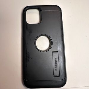 Black iPhone 12 pro case with kickstand